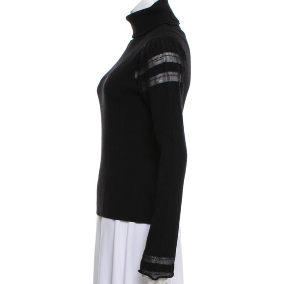 Cacharel Black Rib Knit Turtleneck Top Small - Picture 2 of 3